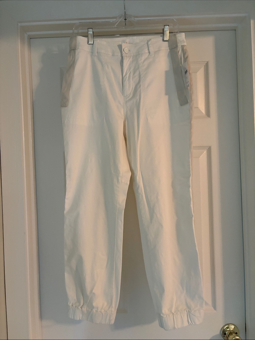 Anthropologie Off-White Drawstring Ankle-length Pants